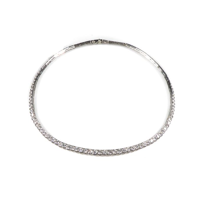   Van Cleef &amp; Arpels - Graduated diamond line collar necklace scalloped edged | MasterArt